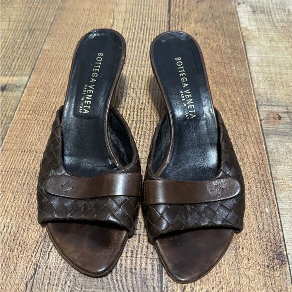 Bottega Veneta Woven Sandals Intrecciato Damier Leather Check Sz 38 US 8 COA - Picture 7 of 16